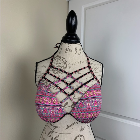 Colorful Cross Up Bikini Top - Picture 3 of 7